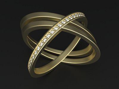 Anello Incrociato con Pavè in Rhino